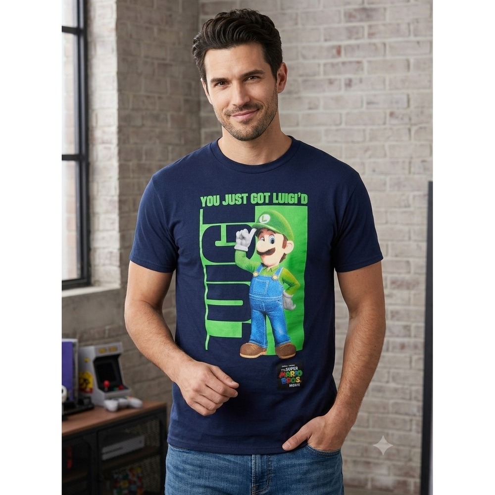 Nintendo Super Mario Bros Movie Luigi'd Graphic T-Shirt Men's Large